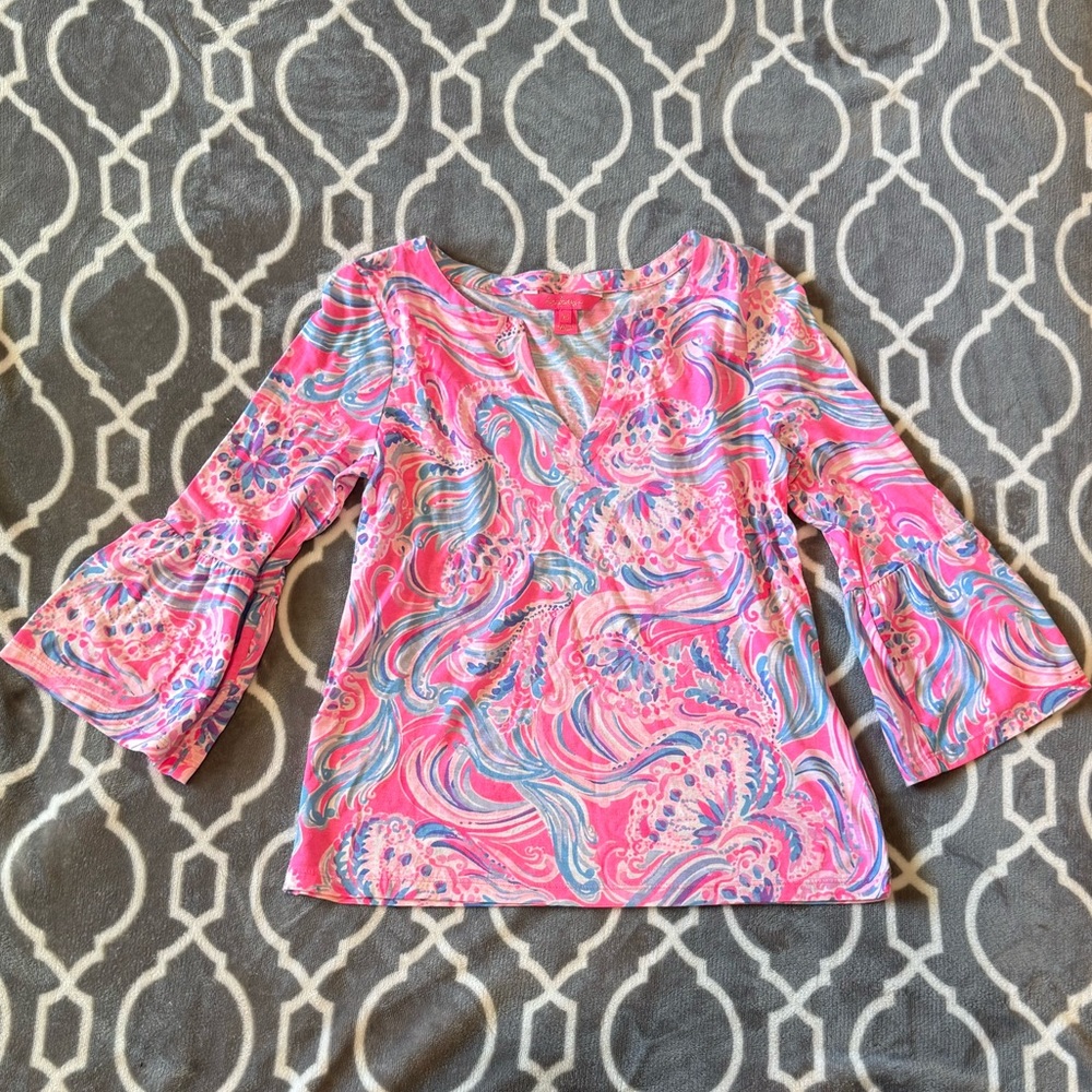 Lilly Pulitzer Pink and Blue Floral Blouse